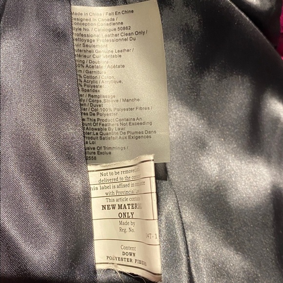 Danier Leather Fuchsia Down Filled Puffer Size Extra Small Good Used Condition - Picture 15 of 15